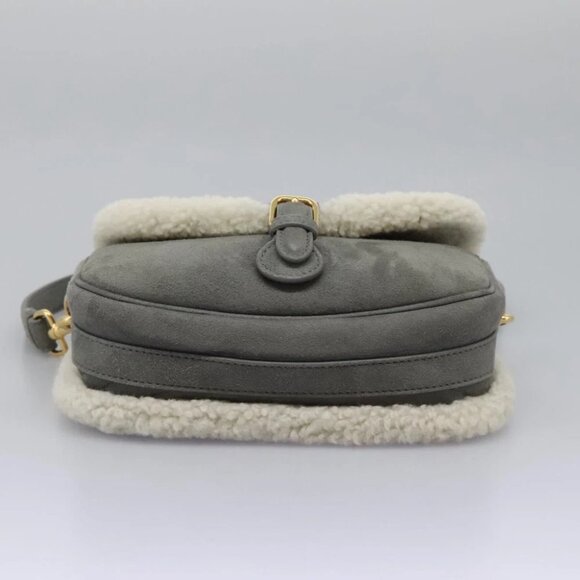 Christian Dior Shoulder Bag Suede Gray Gold Auth PP357AV - Picture 6 of 16